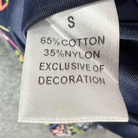 THML Dress S Blue Green Floral Geo Sleeveless Ruffle Neck Peplum Hem Boho Chic - Picture 12 of 14